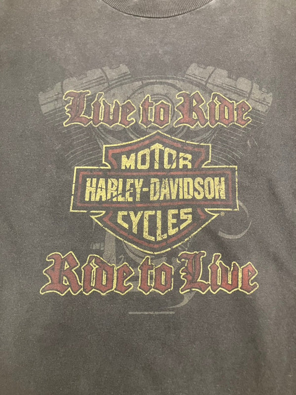 ハーレーダビットソン Harley Davidson 00s 00's  RIDE TO LIVE 両面プリント  ©2000 Tシャツ ブラック Lサイズ 101MT-3471