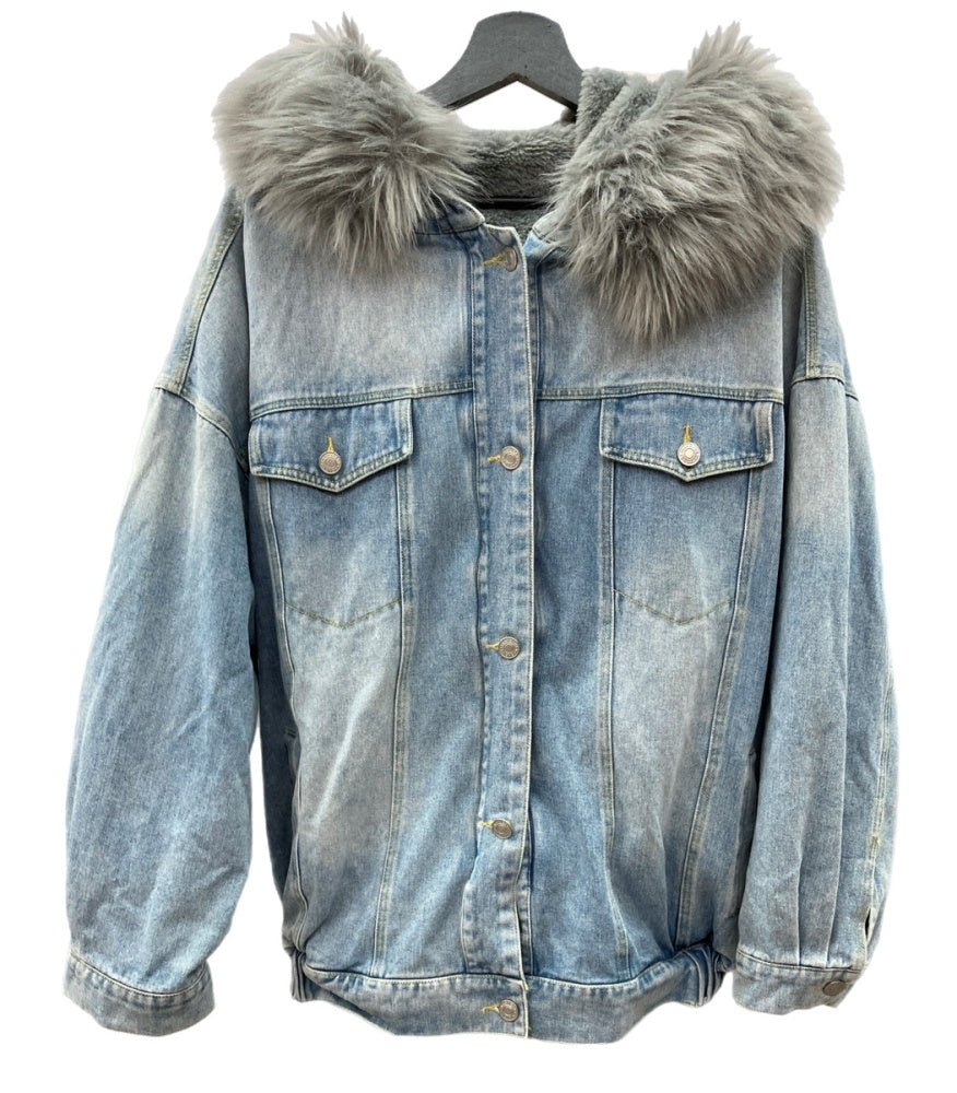 ミカーレミカーレ 4way ボア ファー デニムジャケット オーバーサイズ ミカーレミカーレ MICALLE MICALLE 4WAY フードファー デニム
