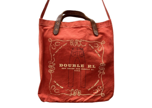 ダブルアールエル RRL 2Way TOTE BAG トート バッグ レザーハンドル キャンバス 斜め掛け かばん 赤 バッグ メンズバッグ トートバッグ ロゴ レッド 104B-88