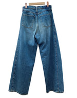 ハイク HYKE DENIM BARREL LEG JEANS デニム バレル レッグ ジーンズ ジーパン ウォッシュ加工 ボタンフライ パンツ インディゴ 青 無地 デニム ブルー サイズ2 104MB-395