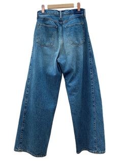ハイク HYKE DENIM BARREL LEG JEANS デニム バレル レッグ ジーンズ ジーパン ウォッシュ加工 ボタンフライ パンツ インディゴ 青 無地 デニム ブルー サイズ2 104MB-395