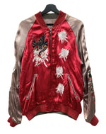 エドハーディー Ed Hardy 龍刺繍 スカジャン ドラゴン柄 ジップアップ チェーン刺繍 アウター ジャケット 赤 ジャケット 総柄 レッド Mサイズ 104MT-1663