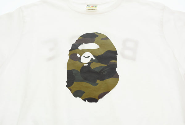 アベイシングエイプ A BATHING APE BAPE Tシャツ カットソー 半袖 ロゴ 迷彩 カモフラ柄  Tシャツ ホワイト Lサイズ 103MT-2999