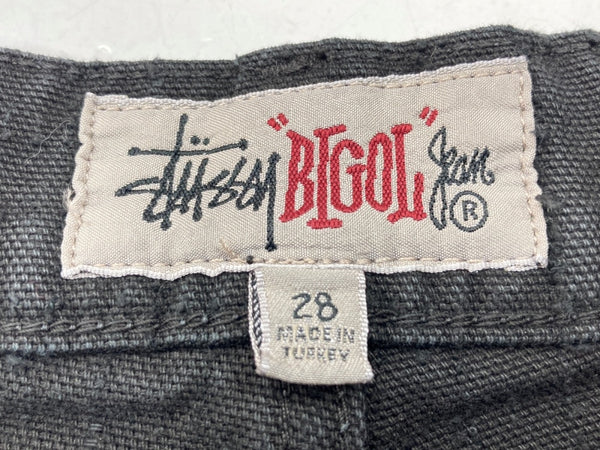 ステューシー STUSSY Big Ol Jean Canvas Needlepunch キャンバス ニードルパンチ パンツ 黒 無地 カーゴパンツ ブラック サイズ28 104MB-270