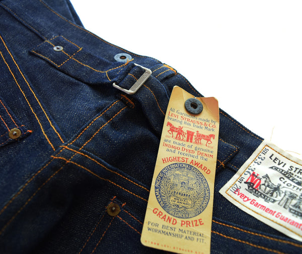 リーバイス Levi's 201 No.2 DENIM DEAD STOCK デッドストック 1920年モデル 復刻 555 バレンシア 工場 99年製 LVC リネンパッチ 青耳 20201-0020 デニム ブルー W33L36 103MB-598