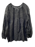 クロスアンドクロス Cloth&Cross リネン レース ブラウス 半袖カットソー ブラック 601LT-15