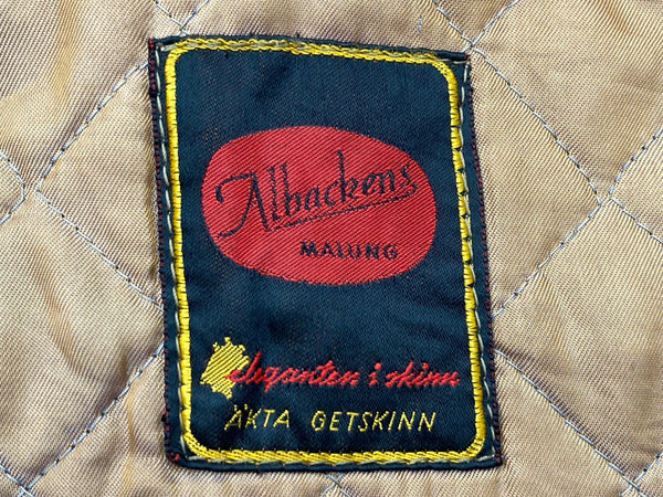 ヴィンテージ vintage 50s 50年代 Albackens スウェード レザージャケット ダブル くるみボタン コルビジェ キルティング スウェーデン 茶  ジャケット 無地 ブラウン 104MT-2240
