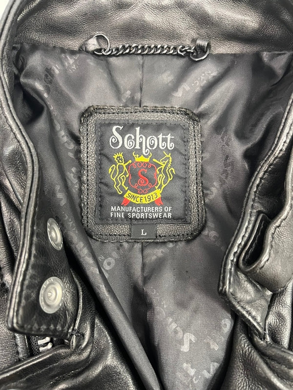 ショット SCHOTT DOUBLE BREST RIDERS JACKET ダブルブレストライダースジャケット 羊皮 本革 レザージャケット 黒 3181067 ジャケット ブラック Lサイズ 101MT-5272