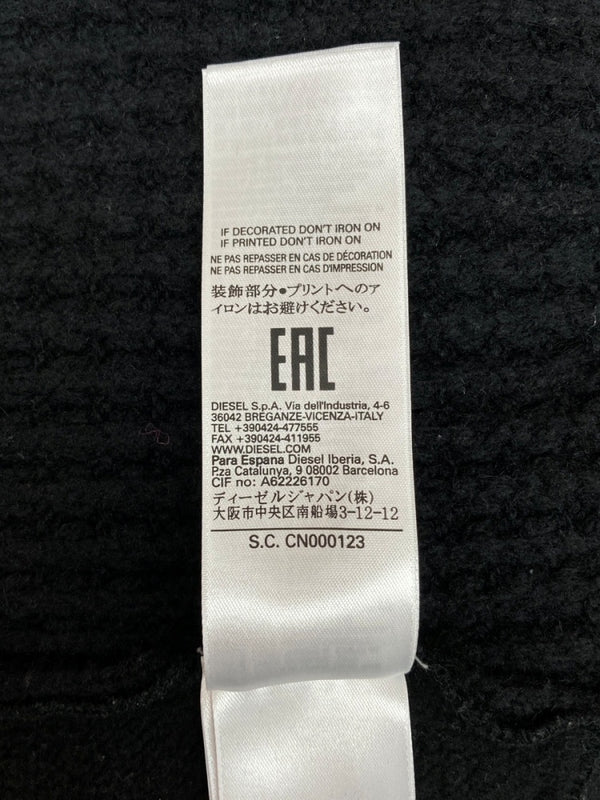 ディーゼル DIESEL K-RUSHIS SWEATER スウェット切替 セーター ニット ハトメ 長袖 黒 セーター 無地 ブラック Mサイズ 104MT-1603