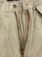 ダブルアールエル RRL 90s TACK CHINO PANTS タック チノ パンツ ジップフライ ワーク トラウザーズ 三ツ星タグ USA製 Ralph Lauren 薄茶 無地 チノパン ベージュ 33×31 104MB-343