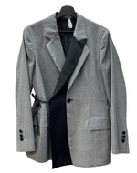 ソウシオオツキ SOSHIOTSUKI 19AW DOUBLE SMOKING SUITS スモーキング テーラード ジャケット アウター 灰 S19AWJKT01 サイズ 44 ジャケット チェック グレー 104MT-1623