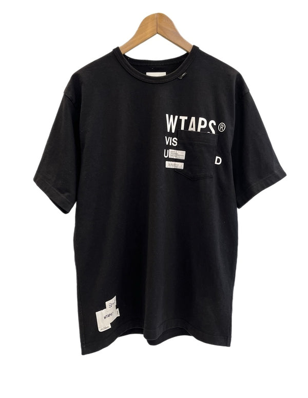 ダブルタップス WTAPS ロゴプリントTシャツ ポケットTシャツ 黒 211ATDT-CSM12 サイズ03 Tシャツ ブラック 101MT-5211