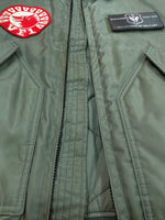 ヒューストン HOUSTON FLIGHT JACKET フライト ジャケット ミリタリー ワッペン ジップアップ アウター ブルゾン 緑 5CW45P ジャケット 総柄 カーキ Lサイズ 104MT-1444