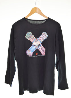 US US古着 90s 大友克洋Tシャツ NTT infosphere 長袖Tシャツ ロンT ブラック 103MT-3004