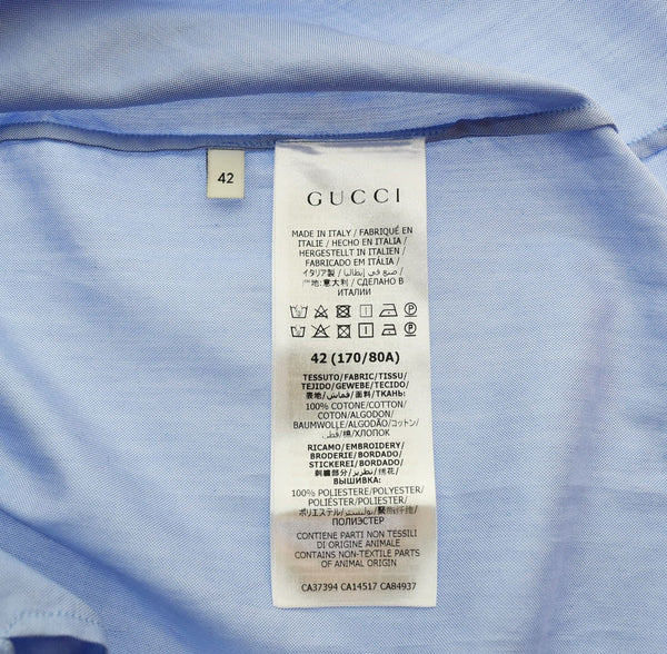 グッチ GUCCI Script Logo Oversized Bowling Shirt スクリプト ロゴ オーバーサイズ 半袖 ボーリング シャツ ボウリング 619033 ZAEN3 42 半袖シャツ ブルー 103MT-2292