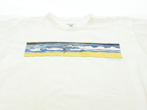 パタゴニア PATAGONIA Beneficial ロゴ プリント 半袖Tシャツ 白 Tシャツ ワンポイント ホワイト Lサイズ 103MT-663