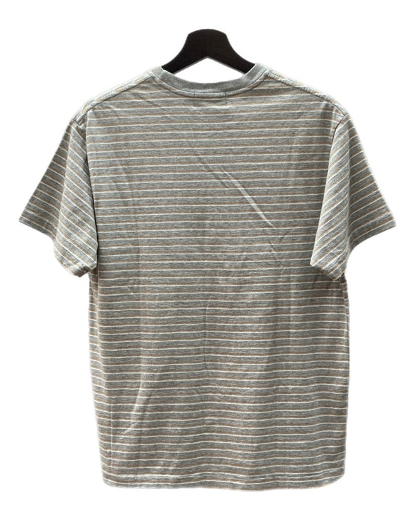 ダブルアールエル RRL 90s BORDER SS T-SHIRT ボーダー 半袖 Tシャツ クルーネック ストライプ 三ツ星タグ Ralph Lauren 灰 Tシャツ ライン グレー Mサイズ 104MT-1486