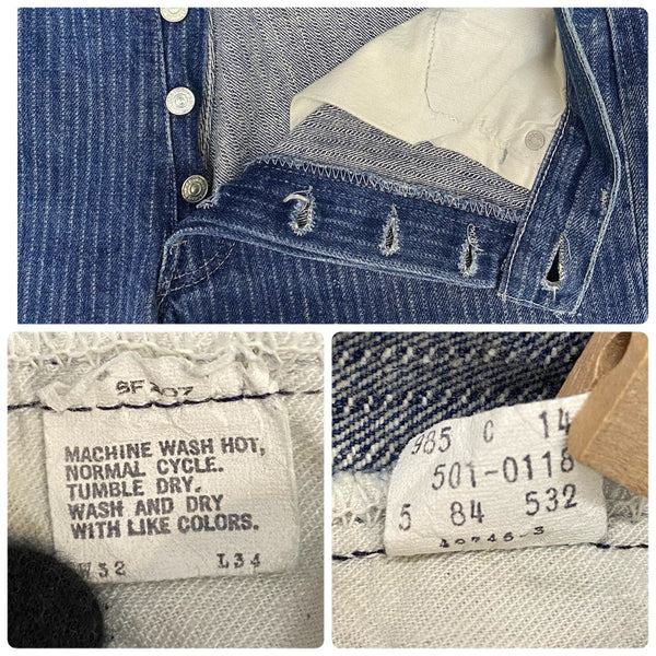 【曜日割引対象外】 リーバイス Levi's 80's 501-0118 ストライプ デニムパンツ デニム ブルー W32 L34サイズ 201MB-1062 VB