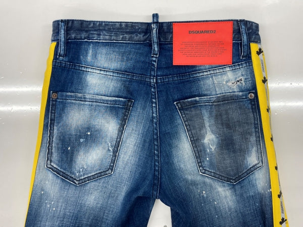 ディースクエアード DSQUARED2 SKATER JEAN スケーター  ジーンズ デニム Gパン スキニー ボタンフライ 加工 パンツ インディゴ 青 ロゴ S74LB0845 デニム ブルー サイズ 42 104MB-315