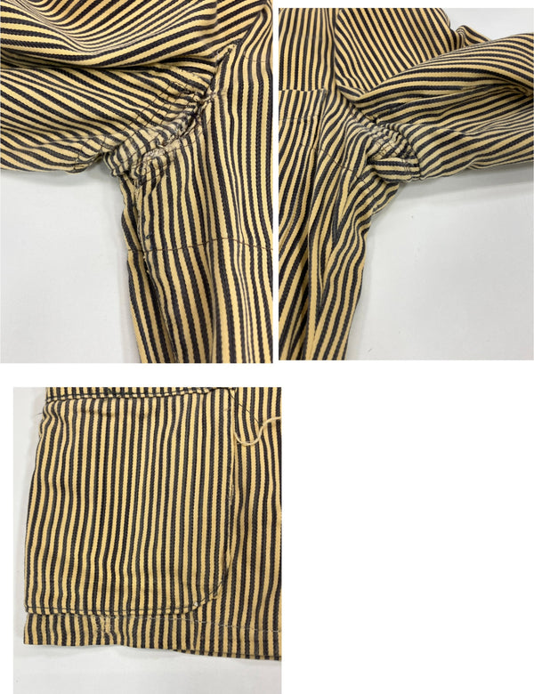 ヴィンテージ vintage 30's～ 30年代～ EURO ユーロ サーヴァント ギャルソンジャケット ワーク カートンボタン アンティーク ストライプ ヒッコリー - ジャケット イエロー 101MT-4994