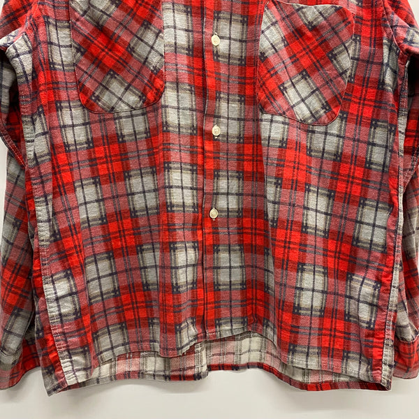 【曜日割引対象外】 ヴィンテージ vintage 60's シアーズ Sears プリントネル 長袖シャツ レッド Mサイズ 201MT-3860 VB