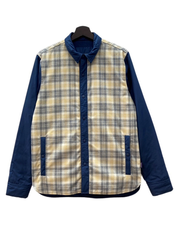 パタゴニア Patagonia 14AW REVERSIBLE QUILTING JACKET リバーシブル キルティング ジャケット 裏チェック ボタン アウター 紺 27500FA14 ジャケット ロゴ ネイビー Sサイズ 104MT-2157