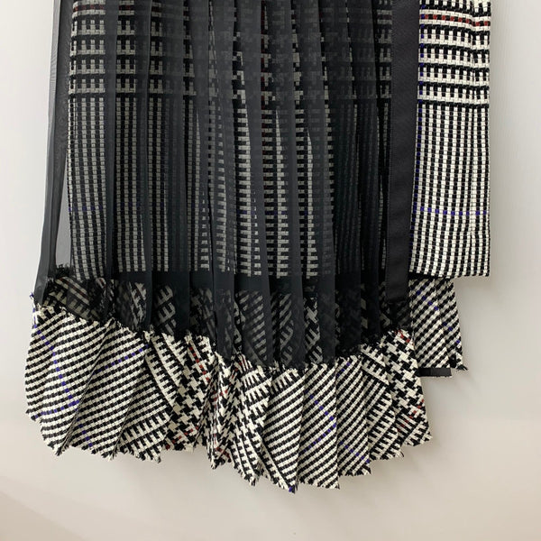 サカイ sacai 17SS チェック ドッキング シアーレイヤード プリーツ スカート 17-03262 スカート ブラック 201LB-108