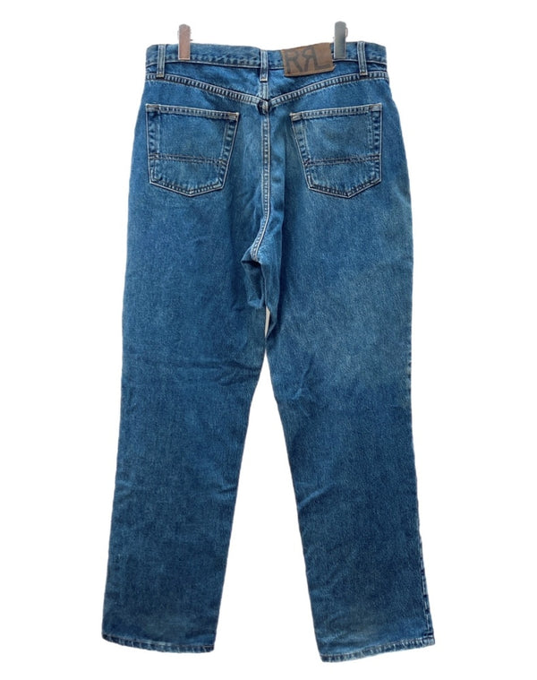 ダブルアールエル RRL 90s DENIM PANTS デニム パンツ ジップフライ ジーパン ジーンズ USA製 Ralph Lauren インディゴ 青 ロゴ R004 デニム ブルー サイズ 35 104MB-232