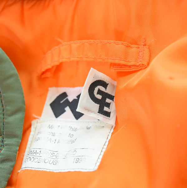 グッドイナフ Goodenough × フィネス FINESSE MA-1 USA製 Alpha 社製 90s 90's 90年代  裏原 98年 ジャケット カーキ Mサイズ 103MT-2955