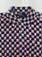 ラルフローレン RalphLauren 90s OPEN COLLAR SHIRT オープン カラー シャツ FORREST アロハ ハワイアン USA製 半袖 開襟 青 半袖シャツ チェック ブルー Mサイズ 104MT-1511