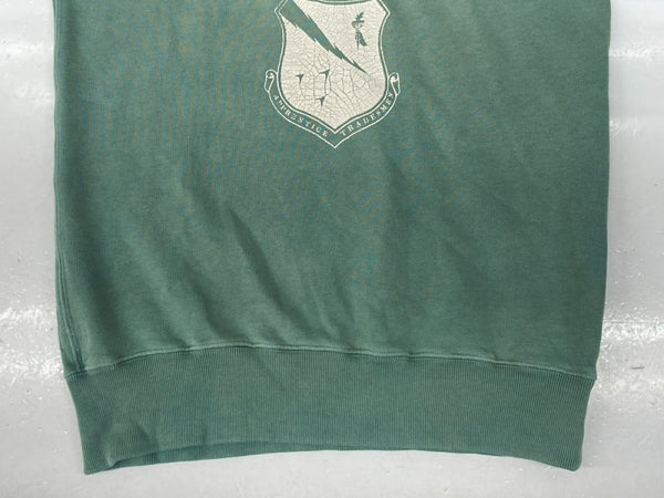 ダブルアールエル RRL PRINT LOGO SWEAT SHIRT プリント ロゴ スウェット シャツ トレーナー 加工 長袖 Ralph Lauren 緑 スウェット プリント グリーン Sサイズ 104MT-1487