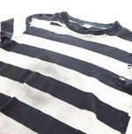 ナンバーナイン  NUMBER (N)INE 02SS モダンエイジ期 ルーズサイズ ボーダー 長袖カットソー クラッシュ加工 アーカイブ 3 ロンT ブラック 103MT-2494