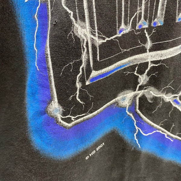 【曜日割引対象外】 ハーレーダビッドソン HARLEY DAVIDSON 2001 LIGHTNING HUGE EMBLEM サンダー USA製 Tシャツ ブラック XLサイズ 201MT-4389 VB