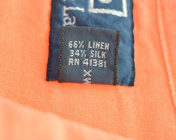ラルフローレン RalphLauren 90s ドラゴン リネンシルク 長袖シャツ オレンジ Sサイズ 103MT-2779