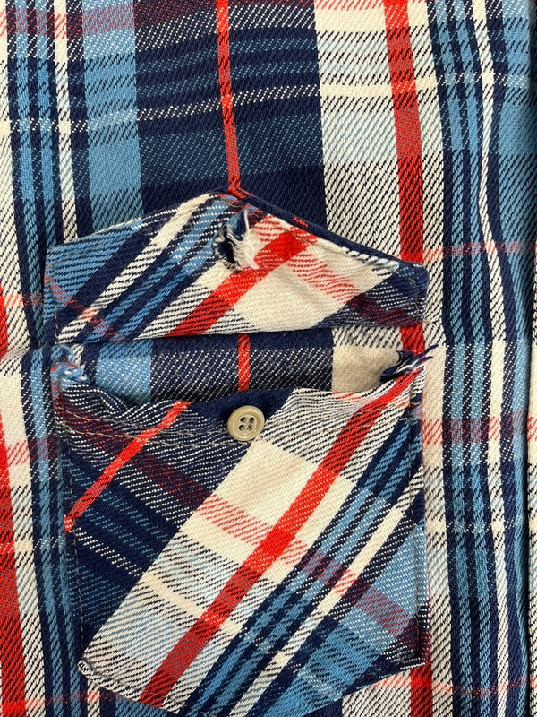 フロストプルーフ FROSTPROOF 70s～ Vintage ヴィンテージ コットン ネルシャツ チェックシャツ  US古着 青系 XL 長袖シャツ ブルー LLサイズ 101MT-4092