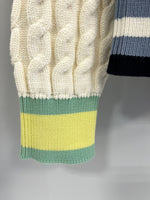 ラコステ LACOSTE アシンメトリー ケーブルニット テニスセーター Ｖネックセーター 白 AF1187 セーター ホワイト サイズ38 101LT-162