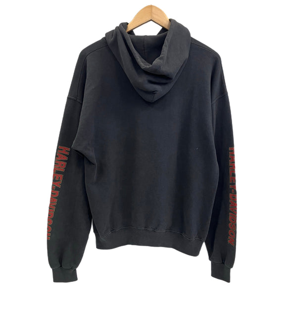 ハーレーダビッドソン HARLEY DAVIDSON 90's 90年代 vintage ヴィンテージ イーグル ロゴ プリント MADE IN USA アメリカ製 パーカ ブラック Lサイズ 101MT-4237