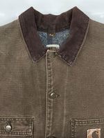 カーハート Carhartt MICHIGAN CHORE COAT ミシガン チョア コート カバーオール 裏ブランケット ボタン アウター ジャケット 茶 C02 CHT ジャケット ロゴ ブラウン XLサイズ 104MT-1876