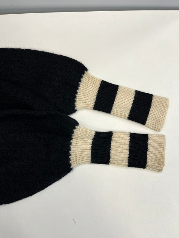 カンサイヤマモト KANSAI YAMAMOTO 山本寛斎 ヴィンテージ ニットワンピース ボーダー Vネック ドッキングデザイン 日本製 レトロ ワンピース ブラック Mサイズ 101LT-167