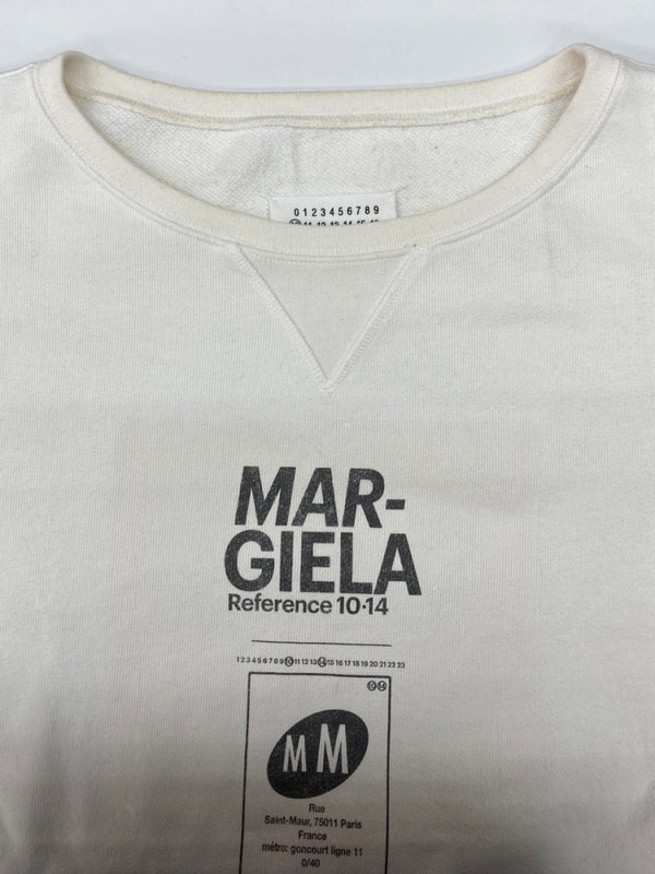 メゾンマルジェラ Maison Margiela 19AW OVERSIZE SWEATSHIRT オーバーサイズ スウェットシャツ クルーネック 長袖 白 S50GU0101 S25405 サイズ 44 スウェット プリント ホワイト 104MT-2210