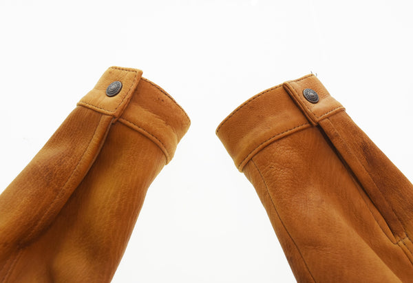 フラットヘッド THE FLAT HEAD 3rd TYPE DEERSKIN LEATHER TRUKER JAKCET レザー ジャケット 鹿革 トラッカー ジャケット 38 ジャケット ブラウン 103MT-3179