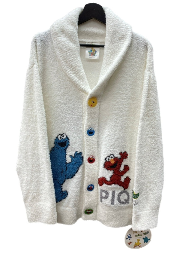ジェラートピケ gelato pique 23AW ジャガードショールカーディガン セサミストリート ルームウェア フロントボタン ロゴ タグ付き WHITE 白 SSMUNT235406 カーディガン キャラクター ホワイト M-Lサイズ 104LT-133