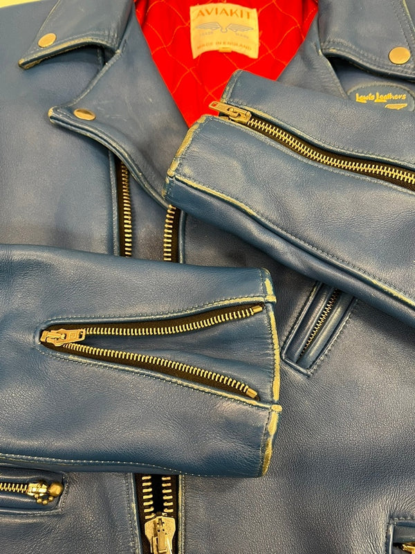 ルイスレザー Lewis Leathers サイクロン ヴィンテージターコイズ 青 ダブルライダース レザージャケット 38 ジャケット ブルー 101MT-5276