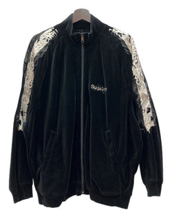 ダブレット doublet 19AW LINED CHAOS EMBROIDERY TRACK JACKET トラック ジャケット ジップアップ ジャージ ベロア 黒 19AW16BL93 ジャケット 刺繍 ブラック Sサイズ 104MT-2218