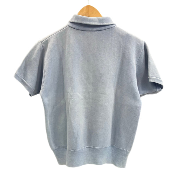 チャンピオン Champion 60's 60年代 ランタグ ランナーズタグ ハーフジップ 半袖スウェット フロッキープリント MADE IN USA アメリカ製 VINTAGE ヴィンテージ スウェット ブルー Mサイズ 101MT-5329