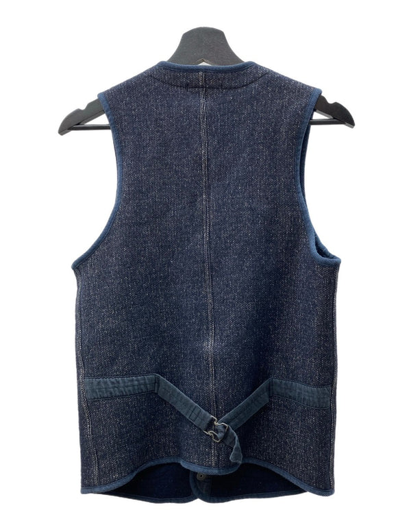 ブラウンズビーチ BROWN'S BEACH EARLY VEST ビーチクロス ゴマ塩 シンチバック 紺 サイズ38 ベスト ネイビー 104MT-518