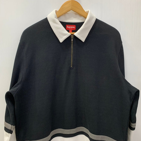 シュプリーム SUPREME 17AW HALF ZIP RUGBY SHIRT 長袖シャツ ラガーシャツ Tシャツ ブラック XLサイズ 201MT-4157