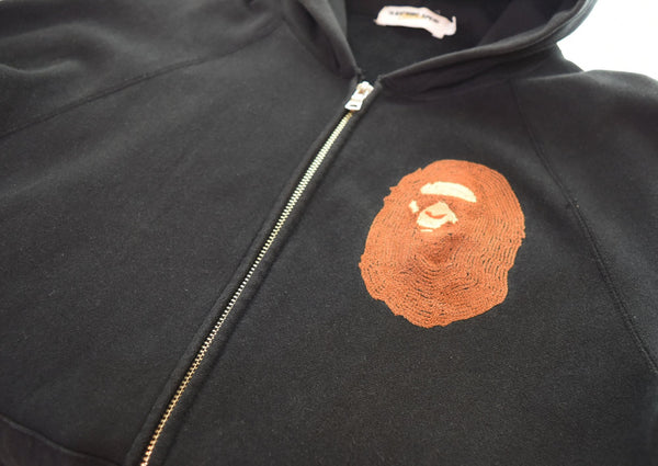 アベイシングエイプ A BATHING APE  full zip hoodie フルジップ パーカー 刺繍 パーカ ブラック Mサイズ 103MT-2823