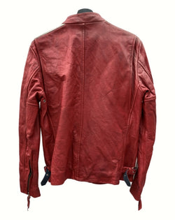 ショット SCHOTT LEATHER JACKET レザー ジャケット サイドライン シングル ライダース アウター CLASSIC RACER 赤 3181010 ジャケット ライン レッド Lサイズ 104MT-896