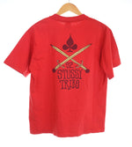 ステューシー STUSSY 90's オールド ステューシー OLD STUSSY 92 STUSSY TRIBE 袖裾 シングルステッチ MADE IN USA 黒タグ L Tシャツ レッド 103MT-3392